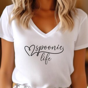 Spoonie Life V-hals T-shirt chronische ziekte Spoonie cadeau medisch bewustzijn v-hals shirt auto-immuunziekte Tee Flare dag shirt chronische pijn