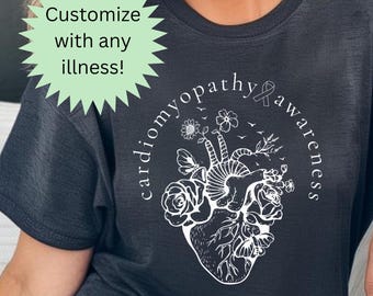Customizable Floral Heart Awareness Shirt, Chronic Illness Warrior Tee