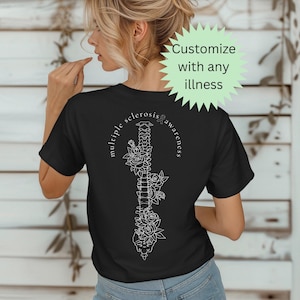 Floral Spine T-Shirt: Chronic Illness Awareness, MS Warrior, Autoimmune Support Tee