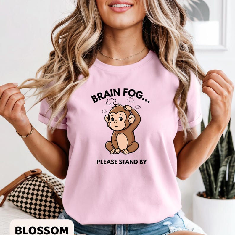 Brain Fog Monkey-tröja, Spoonie-tröja med kronisk sjukdom, kognitiv trötthetsmedvetenhet i komfortfärger Blossom