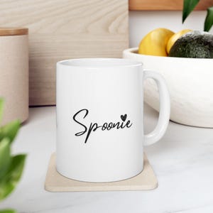 Spoonie Ceramic Mug, (11oz) Black White Chronic Illness Gift Coffee Mug Invisible Illness Spoon Theory Mug Chronic Pain Autoimmune Disease