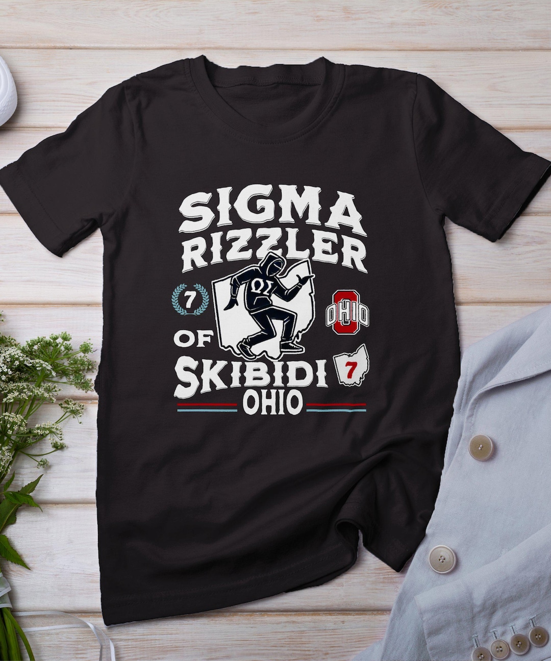 Sigma Rizzler 7 of Skibidi Ohio T Shirt, Cool Graphic Tee