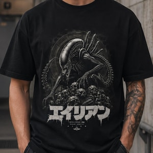Alien-Shirt mit Xenomorph-Motiv, Vintage-Sci-Fi-Horror-T-Shirt