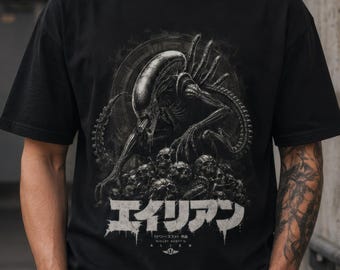 Alien Shirt with Xenomorph Graphic, Vintage Sci-Fi Horror Tee