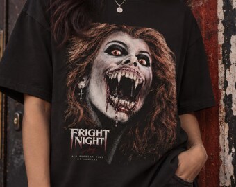 Fright Night Shirt, Amy Vampire , 80s Horror Movie Tee, Retro Halloween Cult Cinema Graphic