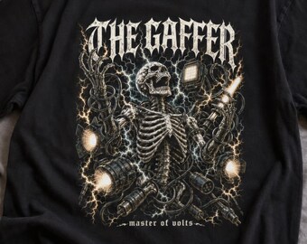 Gaffer Shirt, Film Lighting Crew Wrap Gift, Grip and Electric Apparel, Gothic Skeleton Graphic