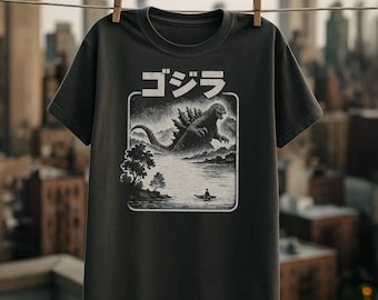 Retro Godzilla TShirt, Vintage Graphic Tee, Movie Lover Gift, Anime Apparel, Casual Wear