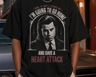 Pulp Fiction Shirt, Vincent Vega Travolta Graphic Tee, Unisex Vintage Washed Cotton