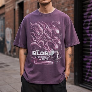 The Blob Shirt, vintage noodlijdend T-shirt met monsterfilm, scifi-horror uit de jaren 50