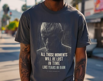 Blade Runner TShirt, Roy Batty to Rick Deckard Tears in Rain, Sci-Fi Cotton