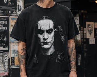 The Crow T Shirt, Brandon Lee Graphic Tee in Black Cotton