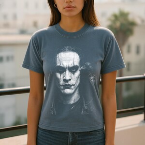 The Crow TShirt Brandon Lee Tribute Black Comfort Colors Movie, Cult Classic Horror Apparel Denim