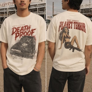Koszulka Death Proof, dwustronna koszulka w stylu vintage z kultową grafiką Tarantino