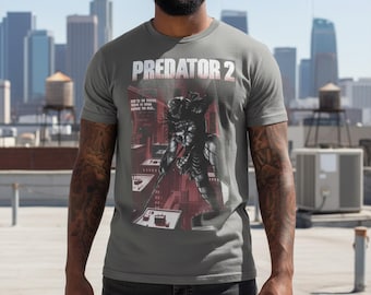 Predator Shirt City Hunter Tee Vintage 90s Action Movie Gift Sci Fi Horror Top