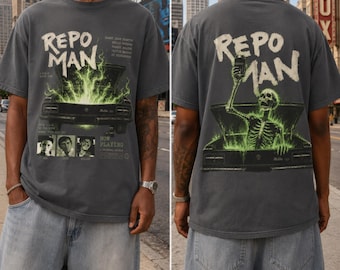 Repo Man Shirt, Vintage Distressed Graphic Tee with Double-Sided Print