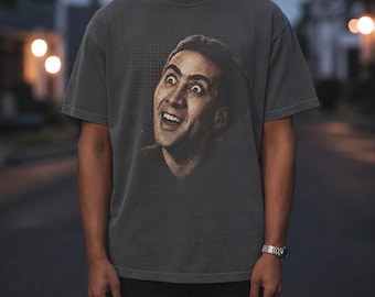 Nicolas Cage Tshirt, Crazy Face Cult Movie Graphic Cotton Tee