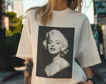 Marilyn Monroe Shirt, Vintage Hollywood Tee with Grayscale Portrait