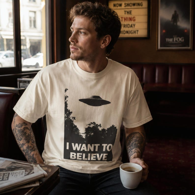 I Want to Believe T-Shirt - Retro X Files Tee - UFO Clothing image 13