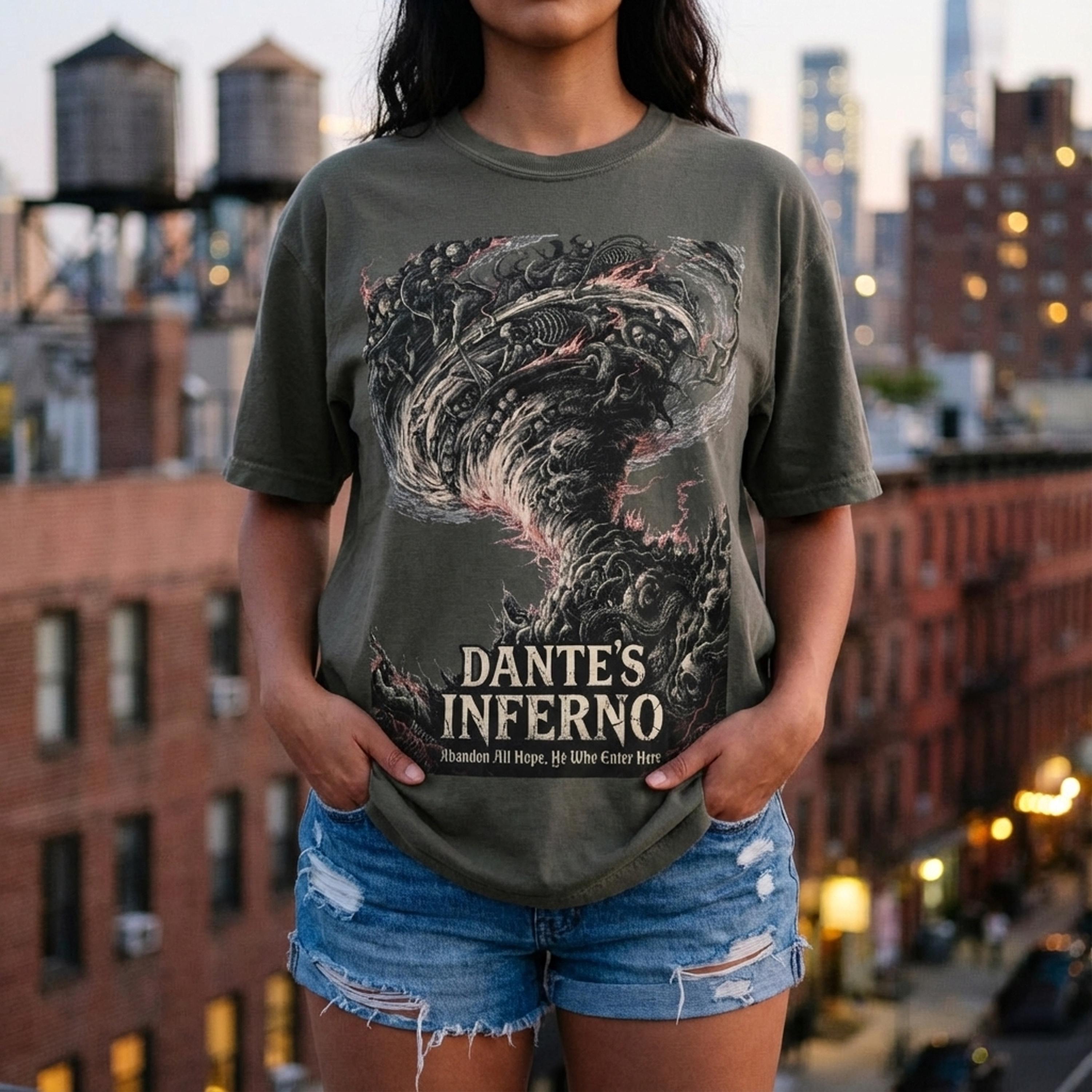 Dantes Inferno Shirt, Dark Art Death Metal Tee, Abandon All Hope
