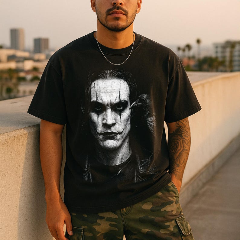 The Crow TShirt Brandon Lee Tribute Black Comfort Colors Movie, Cult Classic Horror Apparel Black