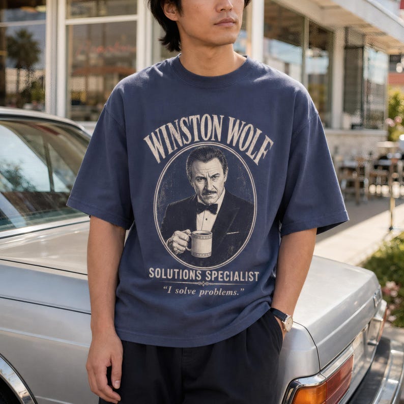 Winston Wolf Shirt Pulp Fiction Quentin Tarantino Vintage Style S-4XL Denim