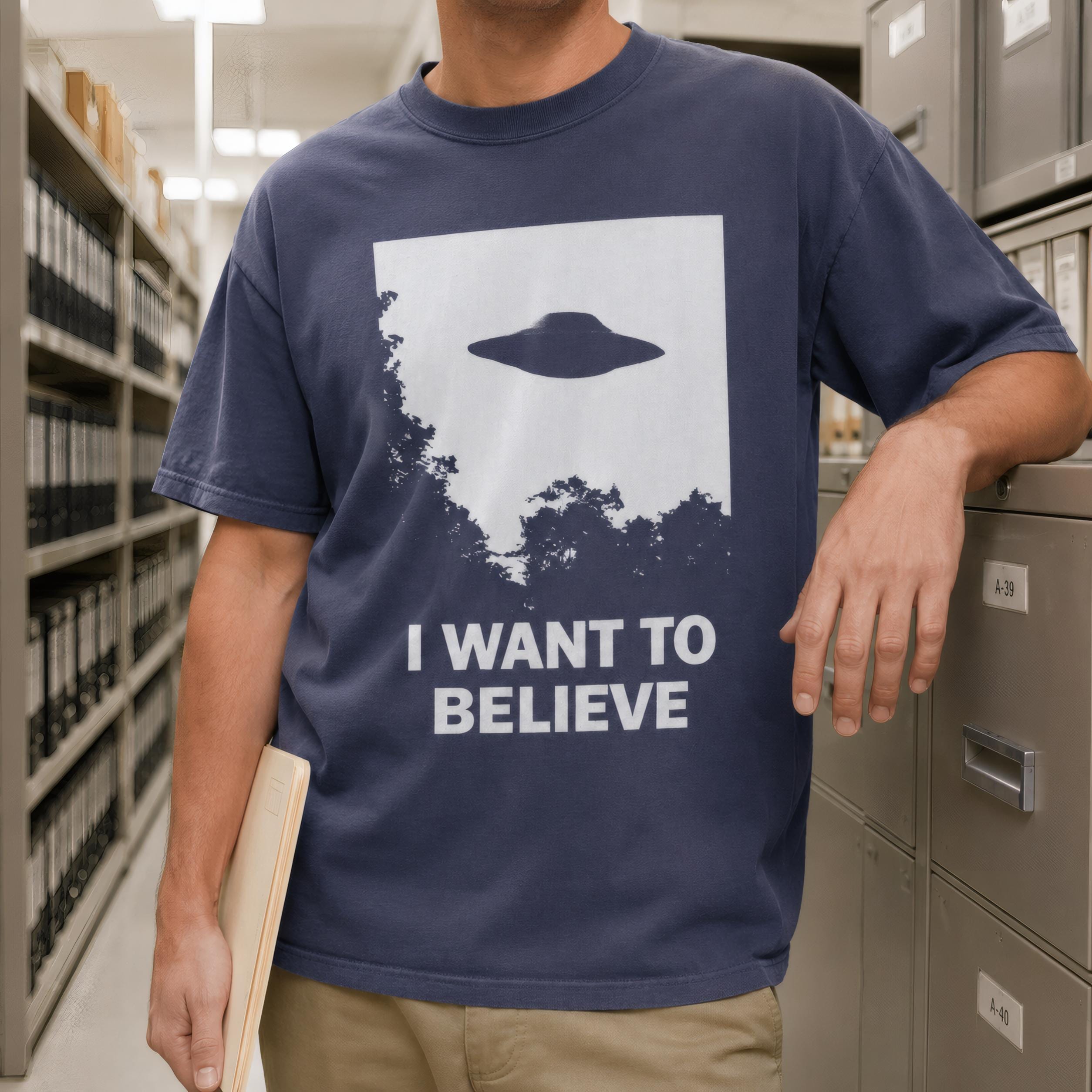 I Want to Believe T-shirt - Retro X Files Tee - UFO Clothing - Etsy