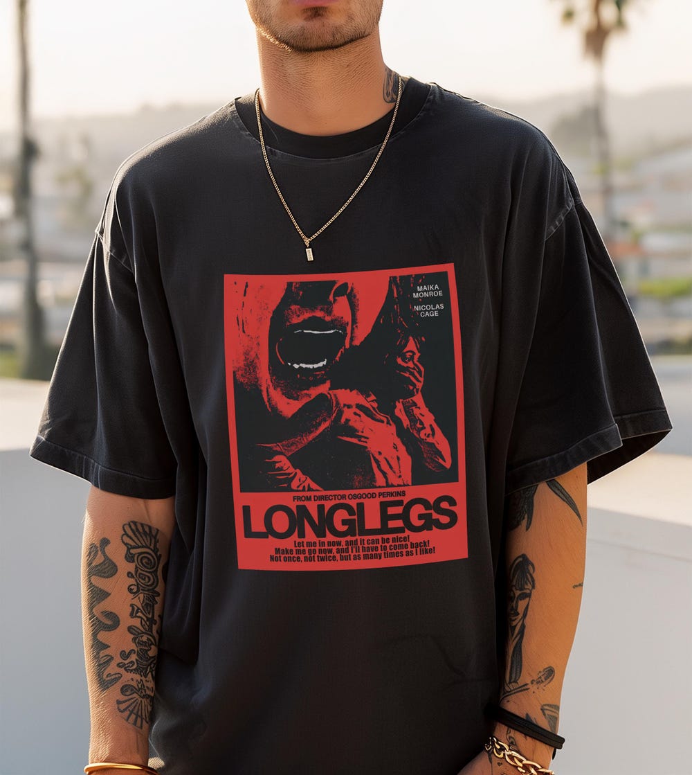 Longlegs T-Shirt, Horror Tee, Nicolas Cage, Maika Monroe, Osgood Perkins, Iconic Halloween Horror Shirt Halloween 2025