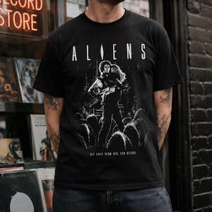 Camiseta de Aliens, estampado de Ripley Xenomorph, 100% algodón hilado en anillo estadounidense, tallas S-4XL