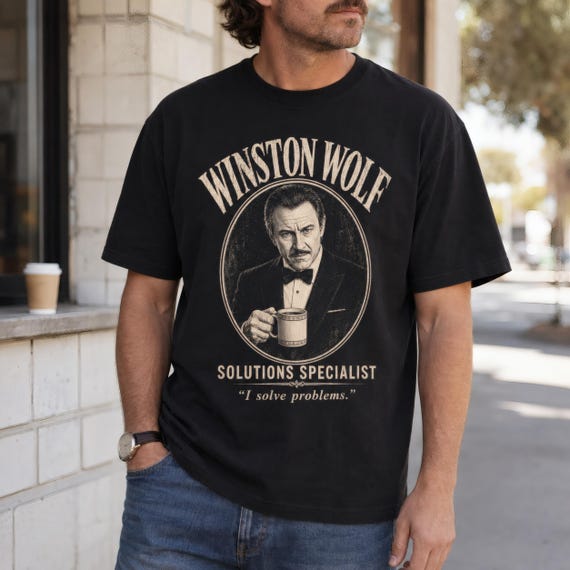 Winston Wolf Shirt Pulp Fiction Quentin Tarantino Vintage Style S-4XL