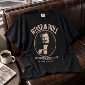 Winston Wolf Shirt Pulp Fiction Quentin Tarantino Vintage Style S-4XL Black