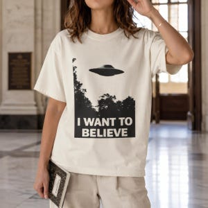 I Want to Believe T-Shirt - Retro X Files Tee - UFO Clothing image 9