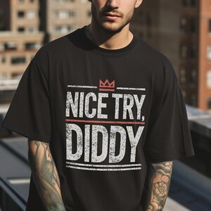 ナイストライ・ディディTシャツ、面白いインターネットミームTシャツ（綿生地） Black