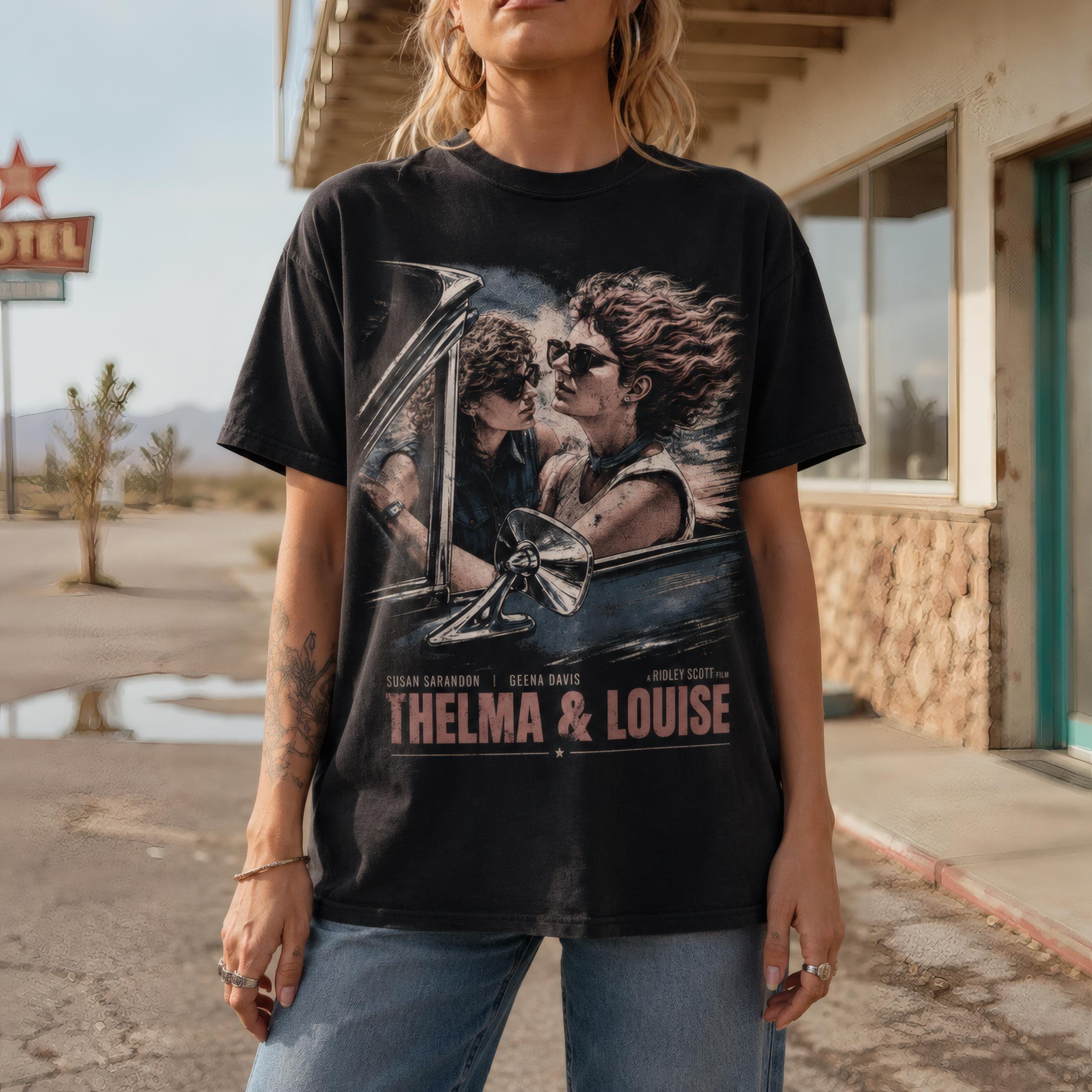 テルマ＆ルイーズTシャツ、ヴィンテージ風デザイン、柔らかなコットン