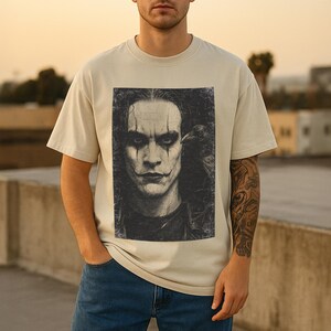 The Crow TShirt Brandon Lee Tribute Black Comfort Colors Movie, Cult Classic Horror Apparel Ivory