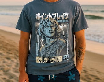 Point Break-skjorta | Patrick Swayze Bodhi-tröja i bomull med japansk text