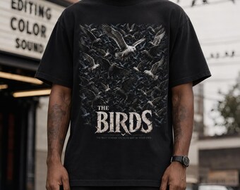 The Birds Shirt, Alfred Hitchcock Horror Tee, Classic Thriller Movie Cotton TShirt