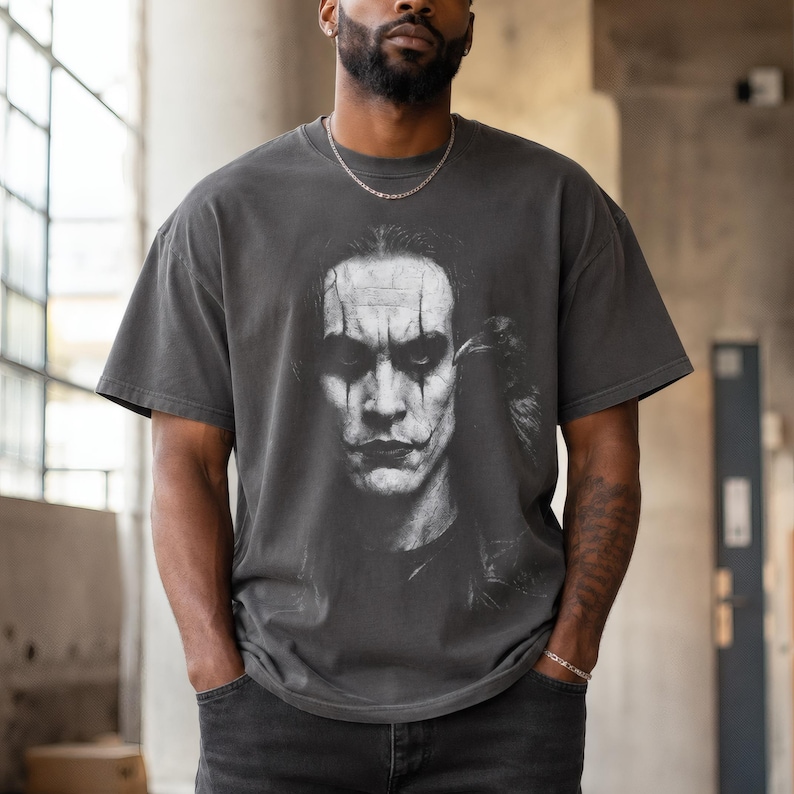 The Crow T Shirt, Brandon Lee Graphic Tee in Black Cotton Pepper