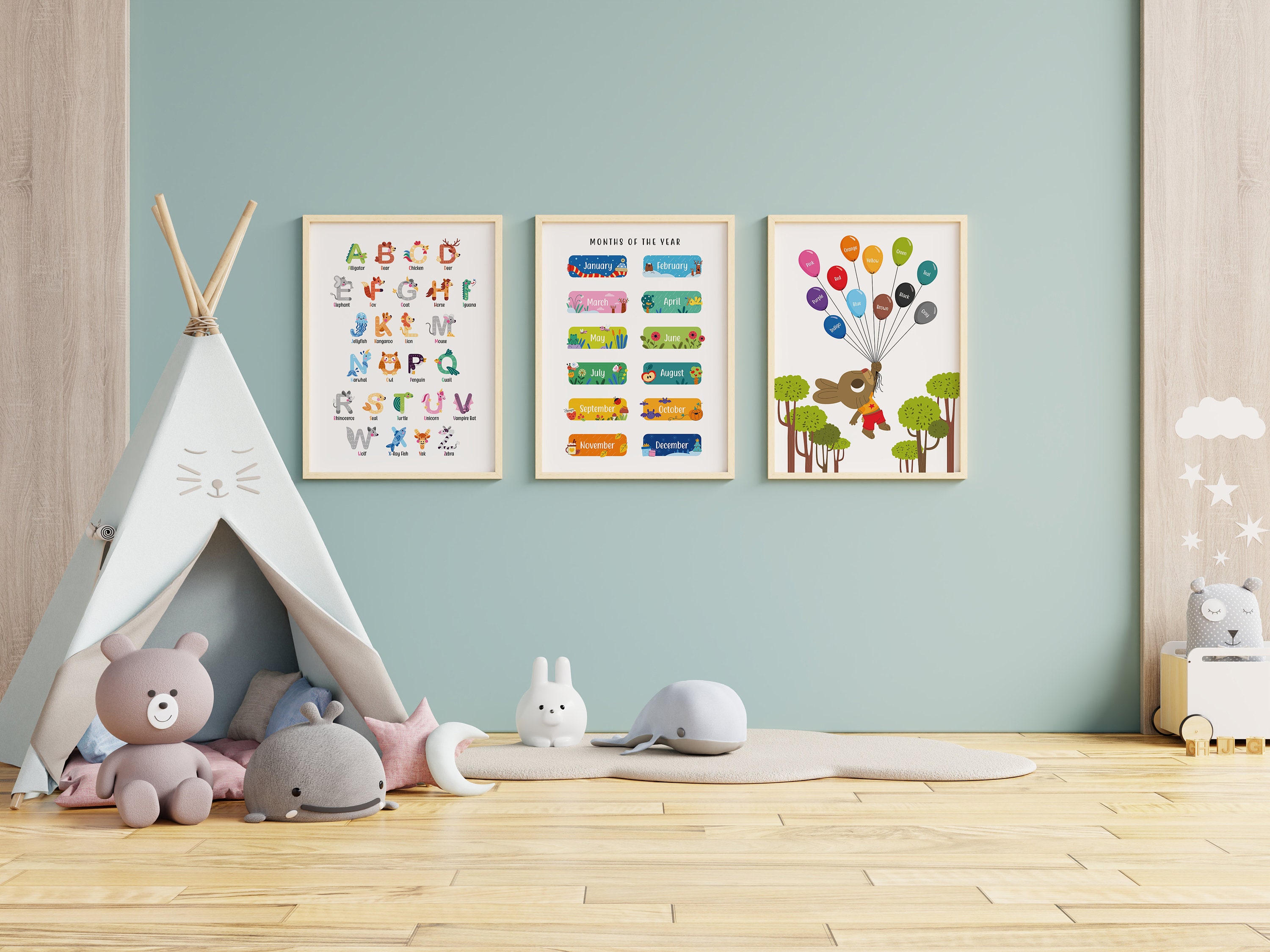 Set of 8 Educational Posters for Kids, Printable Learning Wall Art for ...