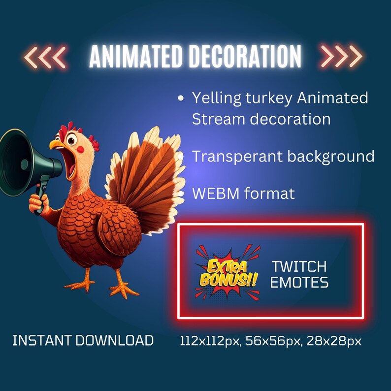 Animated Thanksgiving Yelling Turkey, Twitch Festive Stream Decor ...