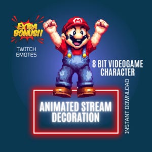 8 Bit Retro Video Game Character Stream Overlay, Gaming Twitch Animated Decor, Twitch Animated Emote, OBS, WEBM, Twitch Stream Companion