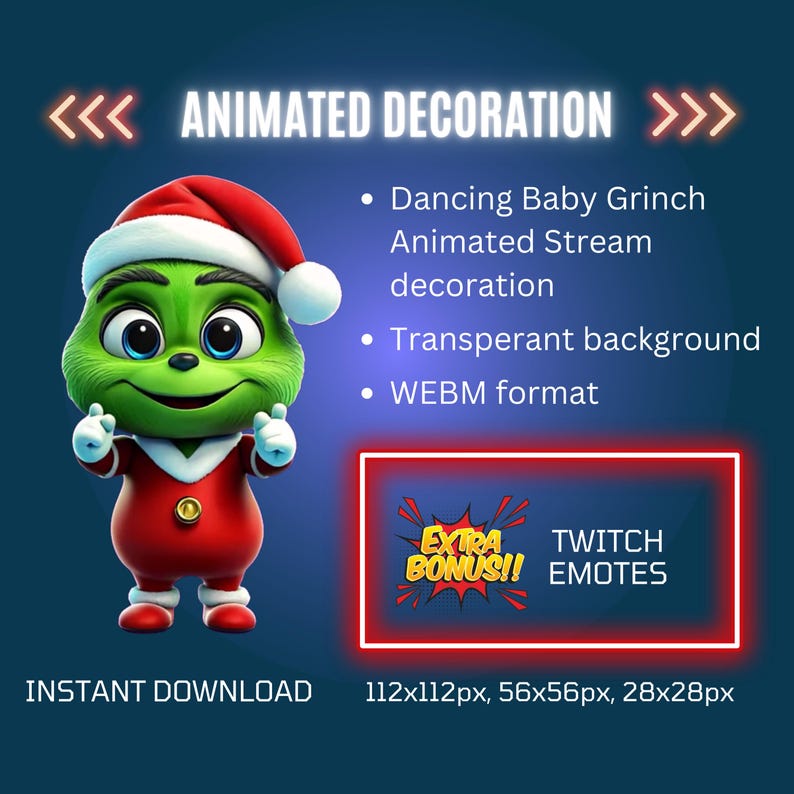 Animated Dancing Baby Grinch Twitch Christmas Stream Decor, Xmas Funny ...