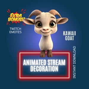 Kawaii Goat Animated Twitch Stream Overlay & Emotes (Digital Download)