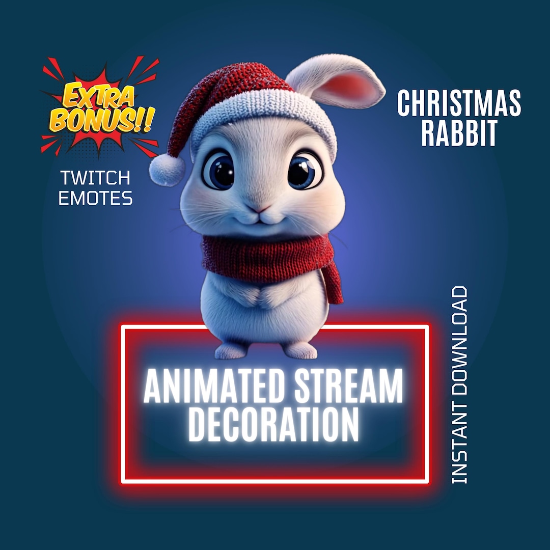 Christmas Funny Rabbit Stream Decoration, Christmas Animated Overlay ...