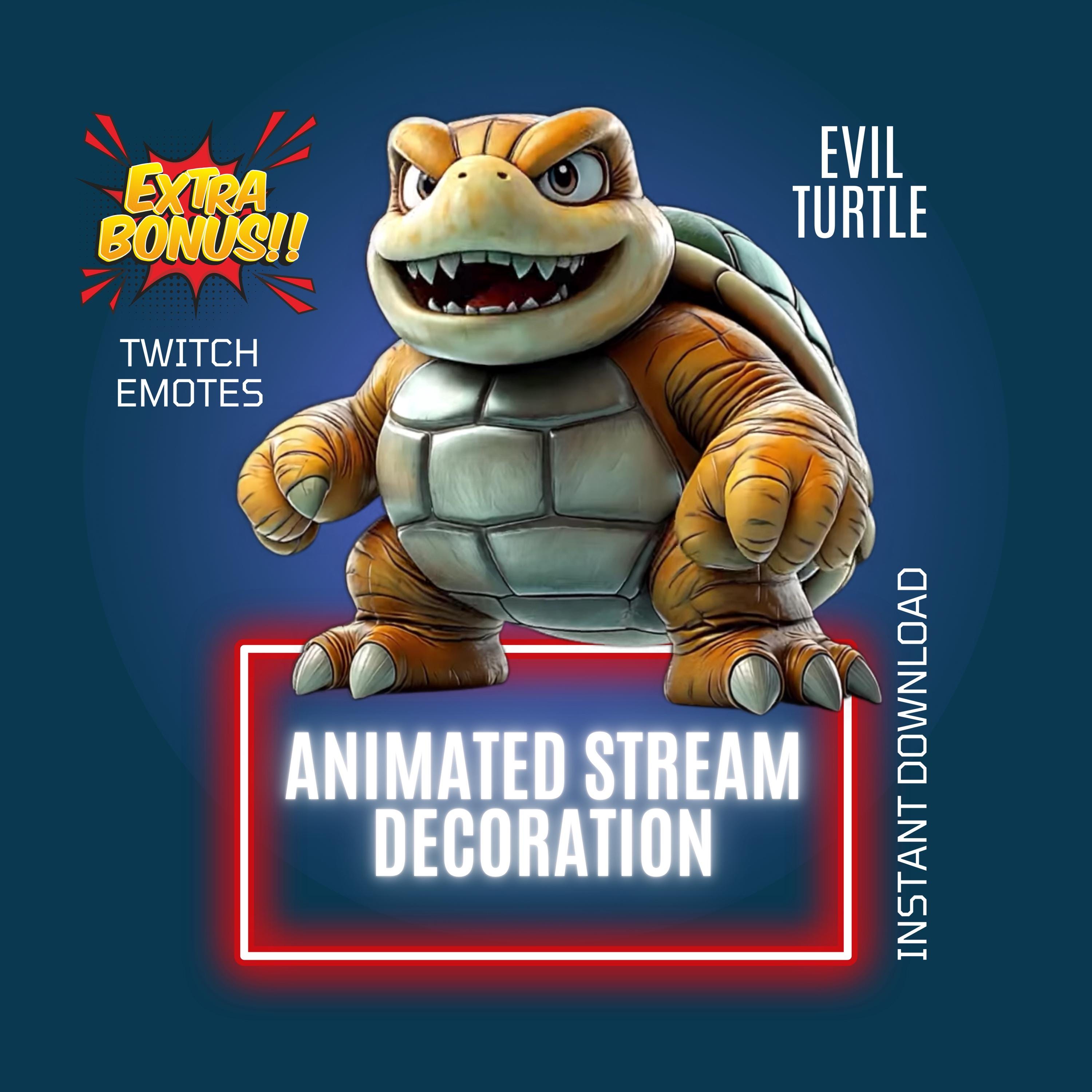 Animated Evil Turtle Twitch Gaming Stream Decor, Funny Overlay & Emote ...