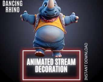 Animated Dancing Rhino Twitch Stream Decor, Funny Overlay , WEBM, Stream Graphics (Digital Download)