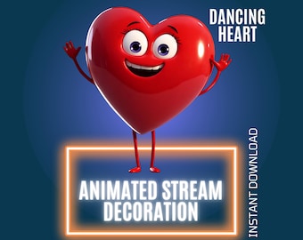 Dancing Heart Twitch Stream Animated Overlay, Saint Valentine Decor, Stream Graphics, WEBM (Digital Download)