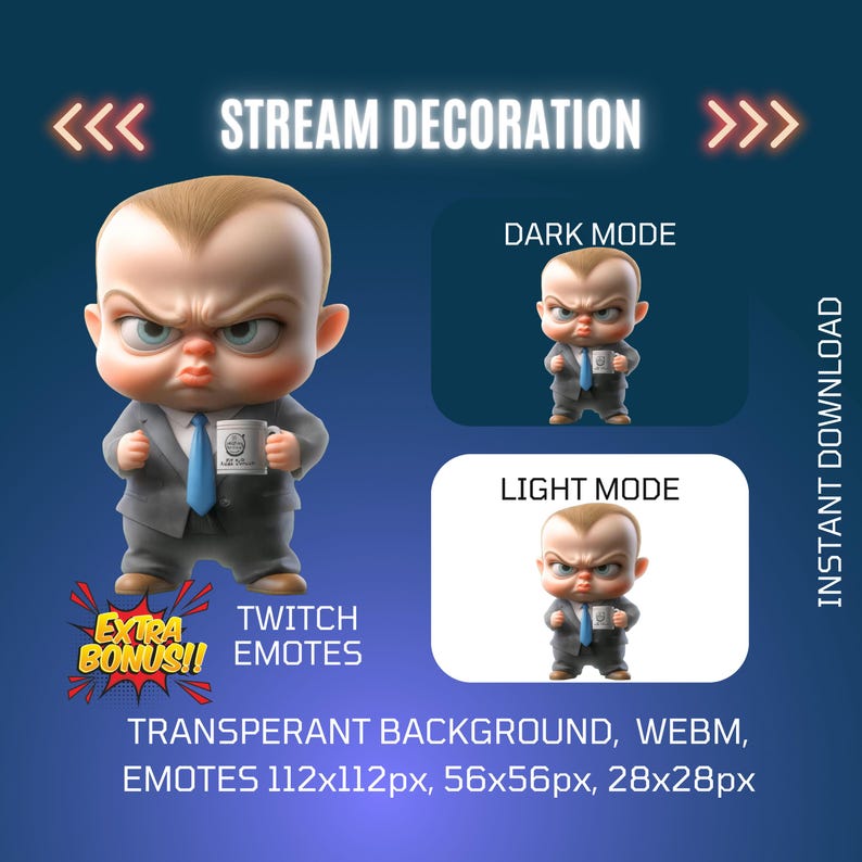 Baby Boss Twitch Stream Animated Decor, Funny Overlay & Emote, Stream ...