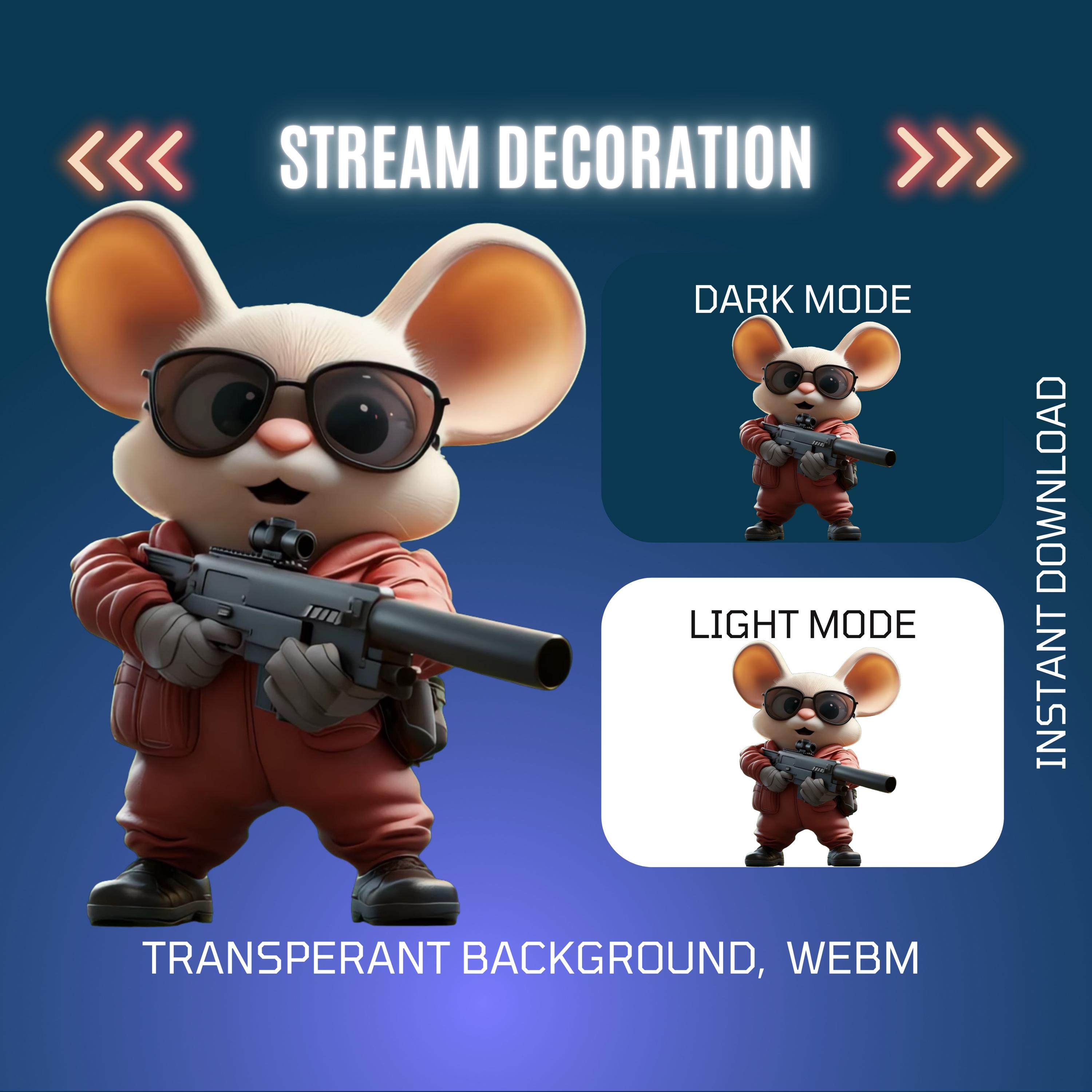 Animated Gangster Mouse Twitch Stream Decor, Shooting Game Overlay ...
