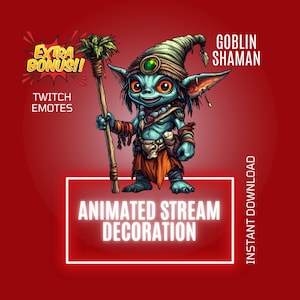 Goblin Schamane Twitch Stream Animiertes Dekor, Twitch Animiertes Overlay, Lustiges Twitch Animiertes Emote, WEBM, OBS, Süßer Goblin Stream Begleiter