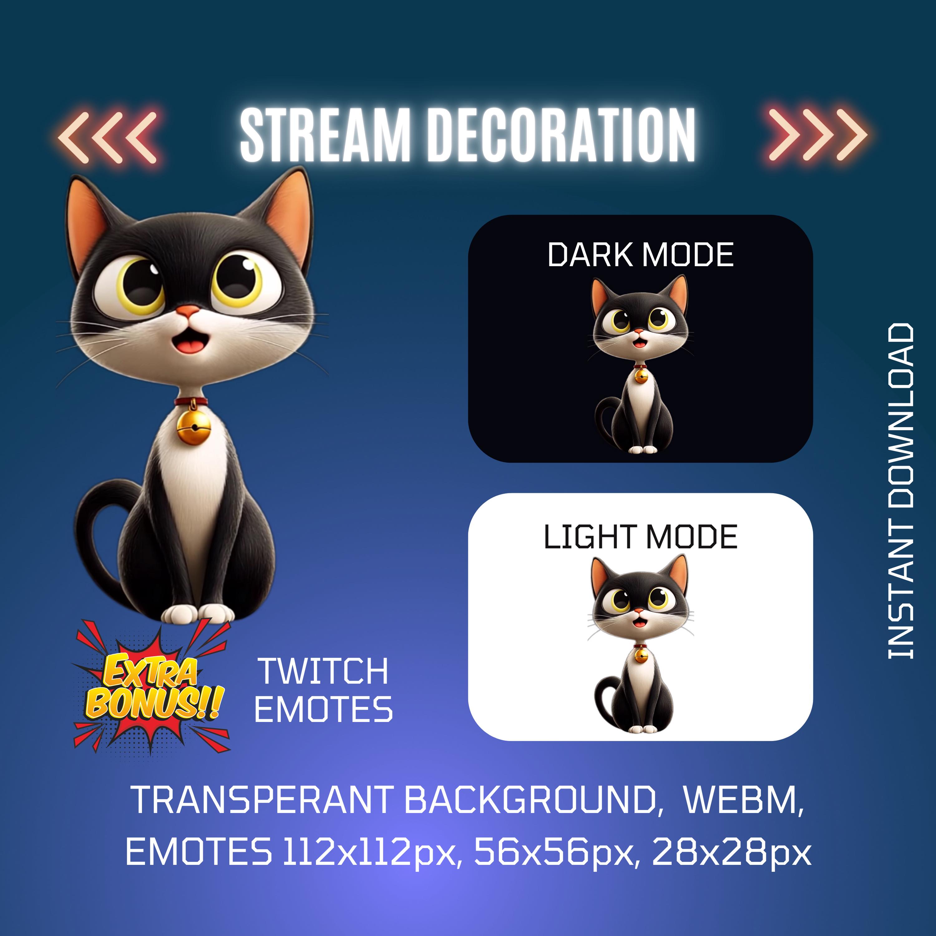Animated Cat Twitch Stream Decor, Kitty Overlay & Emote, Personalised ...